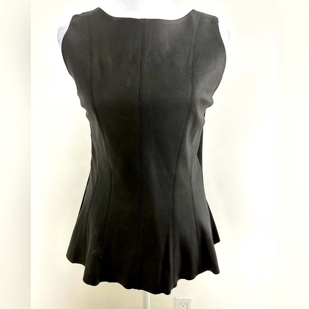 My Tribe Leather Sleeveless Top, full length zipper in back, size S